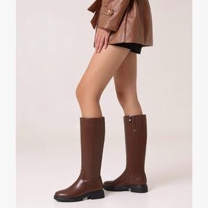 NEW Knee High Platform Flat Heel Brown Boots